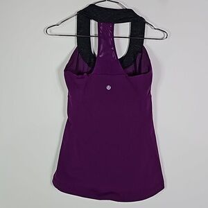 Lululemon purple and black size 4 scoop neck mesh halter tank top